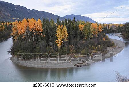 autumn colors northern british columbia river View Large Photo Image Stock Image - autumn colors northern british columbia river. Fotosearch