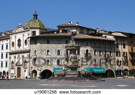 Stock Photograph -  background square cathedral trento trentino alto. Fotosearch