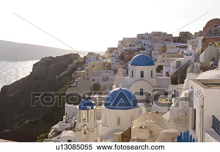 beautiful village oia white old buildings down View Large Photo Image Stock Photography - beautiful village oia white old buildings down. Fotosearch