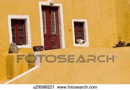 beautiful village oia yellow old building View Large Photo Image Stock Image - beautiful village oia yellow old building. Fotosearch