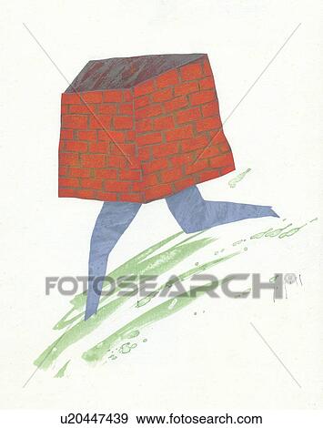 Stock Photo -  cartoon escape ausflucht beschrankt caricature. Fotosearch