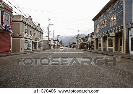 Stock Photograph -  colorful downtown skagway alaska street unique. Fotosearch