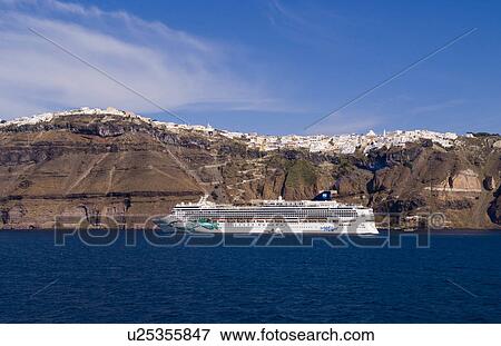 cruising wonderful santorini greece high up View Large Photo Image Stock Photo - cruising wonderful santorini greece high up. Fotosearch