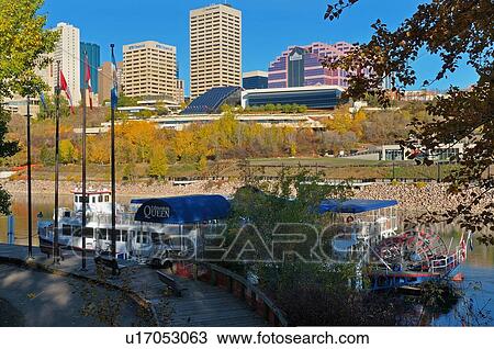 Stock Image -  edmonton queen river boat its dock north city. Fotosearch