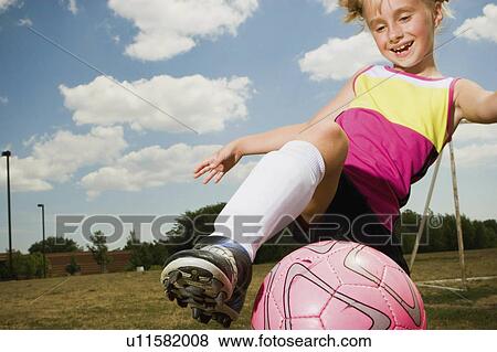 girl child soccer football playing 5-6 years 7-9 View Large Photo Image Stock Photo - girl child soccer football playing 5-6 years 7-9. Fotosearch