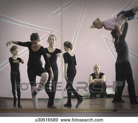 Stock Photo -  girl dancers reflection ballet dancer mirror mr. Fotosearch