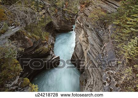 Stock Photo -  gorge athabasca falls in jasper national park. Fotosearch