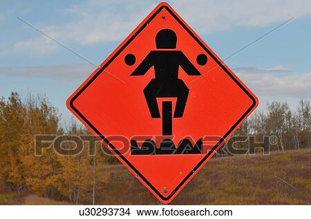 Picture -  highway sign warning bump hazardous motorcycle. Fotosearch