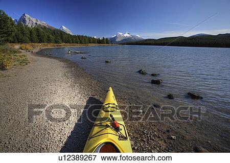 maligne lake in jasper national park kayak View Large Photo Image Stock Photo - maligne lake in jasper national park kayak. Fotosearch