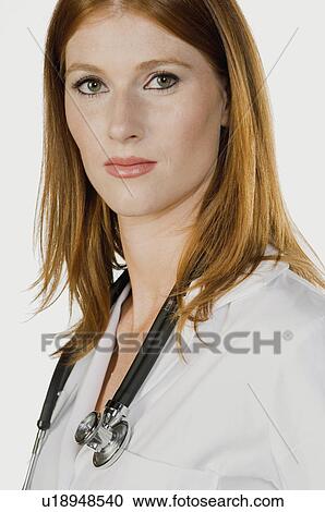 Stock Image -  medical person doctor face portrait nurse 25-30. Fotosearch