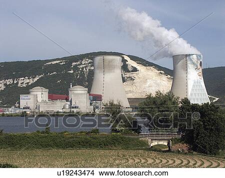 nuclear power station cruas meyse rhone river View Large Photo Image Picture - nuclear power station cruas meyse rhone river. Fotosearch
