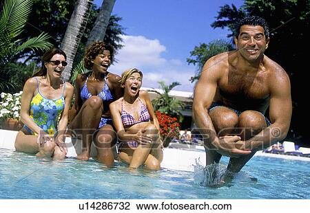 party people man bikini friends partying pool View Large Photo Image Stock Image - party people man bikini friends partying pool. Fotosearch