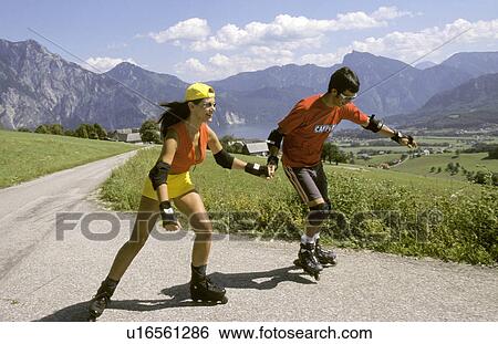 Stock Photograph -  people sport inline skating konzept activity im. Fotosearch
