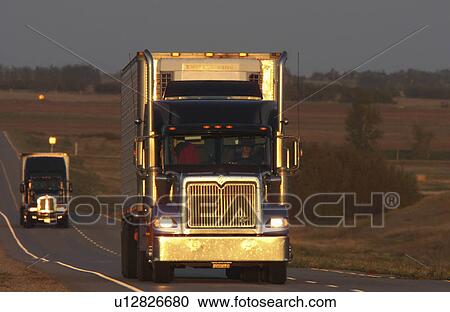 Stock Image -  semi trucks trans canada highway trand travel. Fotosearch