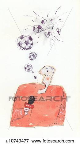 Stock Photo -  soccer cartoon sports reporter caricature comic. Fotosearch