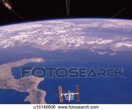 space station over ionian sea nasa aerial view View Large Photo Image Stock Photograph - space station over ionian sea nasa aerial view. Fotosearch