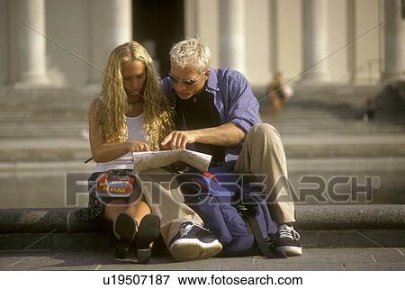 Stock Photo -  summer couple touristen in wien tourists vienna. Fotosearch