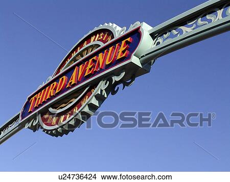 summer in blue sky sign over third street old View Large Photo Image Picture - summer in blue sky sign over third street old. Fotosearch
