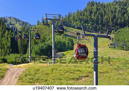 Stock Photo -  summer silver queen gondola in aspen colorado. Fotosearch