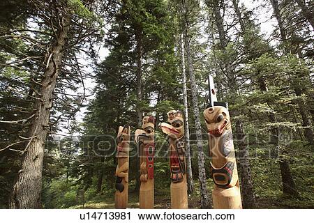 totem poles provincial park northern british View Large Photo Image Stock Image - totem poles provincial park northern british. Fotosearch