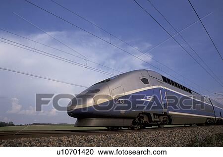 Stock Image -  Train a Grande Vitesse high speed train tgv. Fotosearch