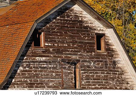 Stock Image -  vintage farm bulding structure section top front. Fotosearch