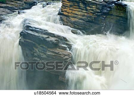 water athabasca river flowing over rocks falls View Large Photo Image Picture - water athabasca river flowing over rocks falls. Fotosearch