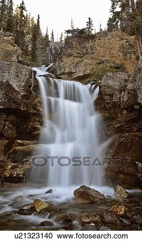 Stock Image -  water face tangle creek falls in jasper national. Fotosearch