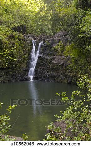 Stock Photograph -  water relaxing falls famous road hana eastern. Fotosearch
