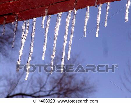 Stock Image -  water winter rear view silver clear icicle blue. Fotosearch