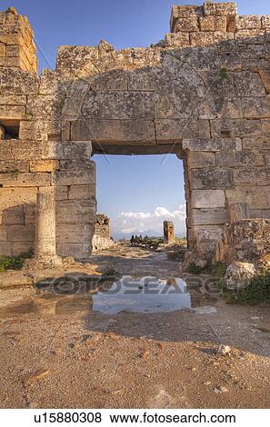 ancient entrance or doorway in heiropolis turkey View Large Photo Image Stock Photo - ancient entrance or doorway in heiropolis turkey. Fotosearch