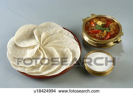 Picture -  ari pathiri mutton curry dishes foods eatables. Fotosearch
