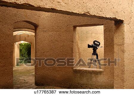 Stock Photo -  arriflex camera inside mud structure in kinfra. Fotosearch