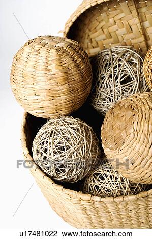 Stock Image -  art wicker balls string in basket abundance ball. Fotosearch