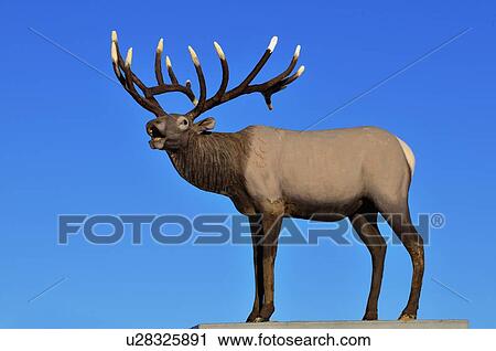 Stock Image -  background art horozontal image statue bull elk. Fotosearch