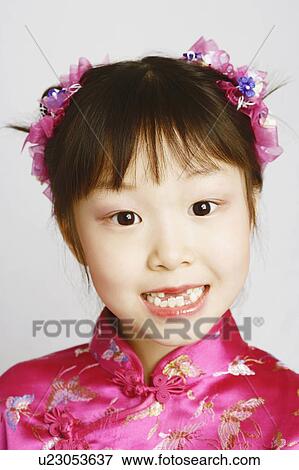 Stock Photo -  background girl child pattern floral portrait . Fotosearch