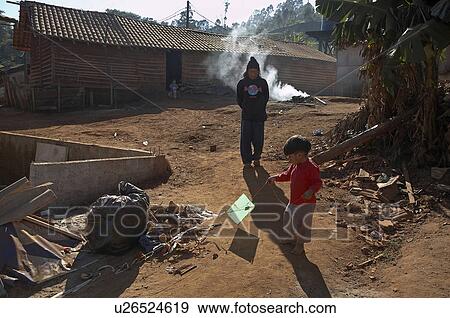 Stock Photo -  background house brazil aldeia tekoa pyau mbya . Fotosearch