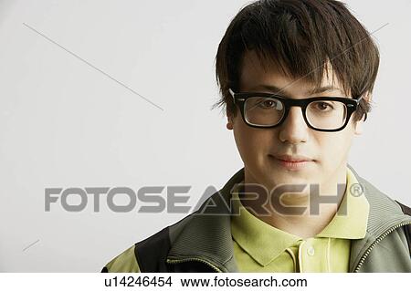 Picture -  background man portrait young wearing eyeglasses. Fotosearch