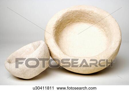 Stock Image -  background people art closeup two empty bowls. Fotosearch