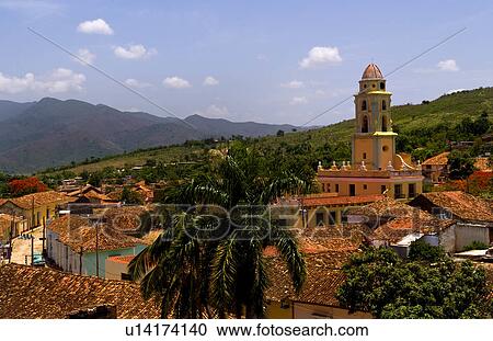 Stock Image -  beautiful aerial scenic skyline taken church old. Fotosearch
