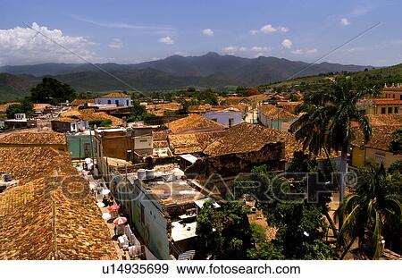 Stock Photo -  beautiful aerial scenic skyline taken church old. Fotosearch