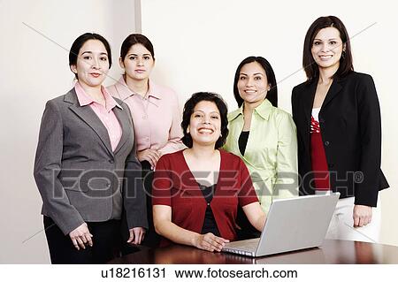 Stock Image -  business computer people office laptop portrait. Fotosearch