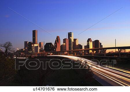 Stock Photograph -  business houston texas skyline downtown. Fotosearch