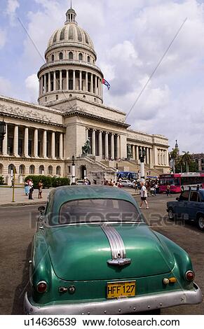 Stock Photo -  car classic american 50s in front capitol havana. Fotosearch