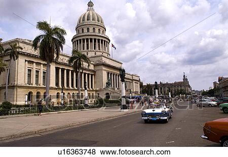 Stock Photo -  car classic american 50s in front capitol havana. Fotosearch