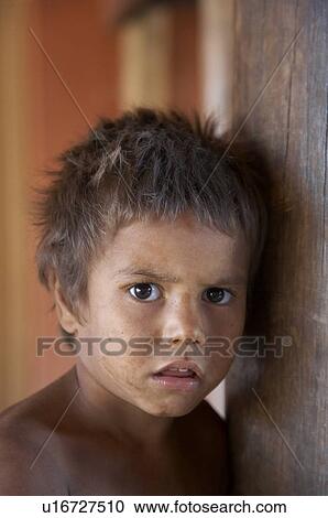 Stock Image -  child children brazil aldeia tekoa pyau guarani . Fotosearch