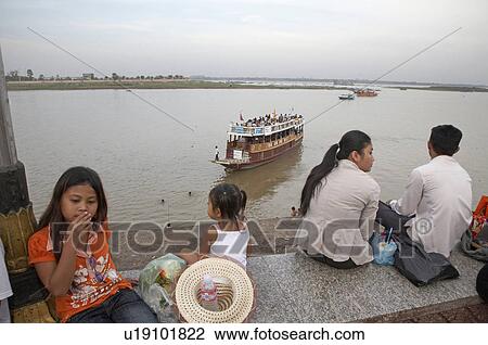 Stock Image -  child children cambodia scene mekong river phnom . Fotosearch