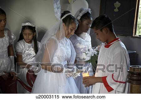 Stock Photography -  child children guatemala catholic first mass el . Fotosearch