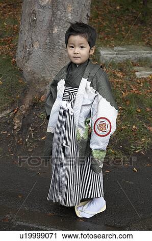 Stock Image -  child children japan boy dressed in kimono asia . Fotosearch
