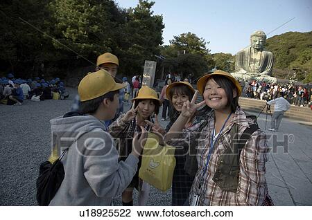 Stock Image -  child children japan visitors daibutsu great se . Fotosearch